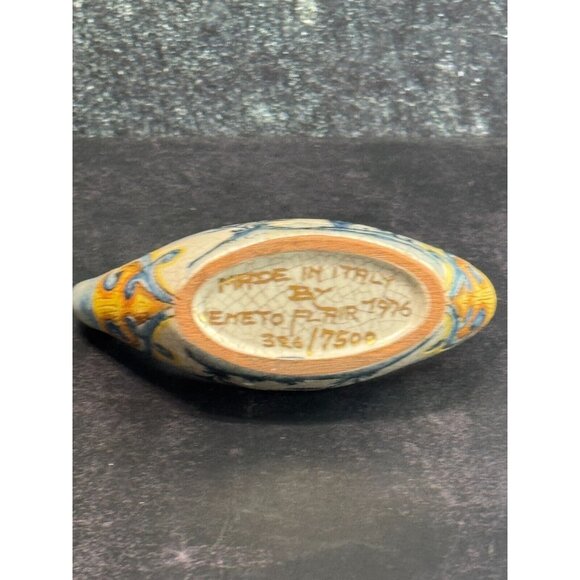 Vintage Veneto Flair Candlestick Signed 1976 Italian Ceramic Scroll Design - Picture 8 of 9